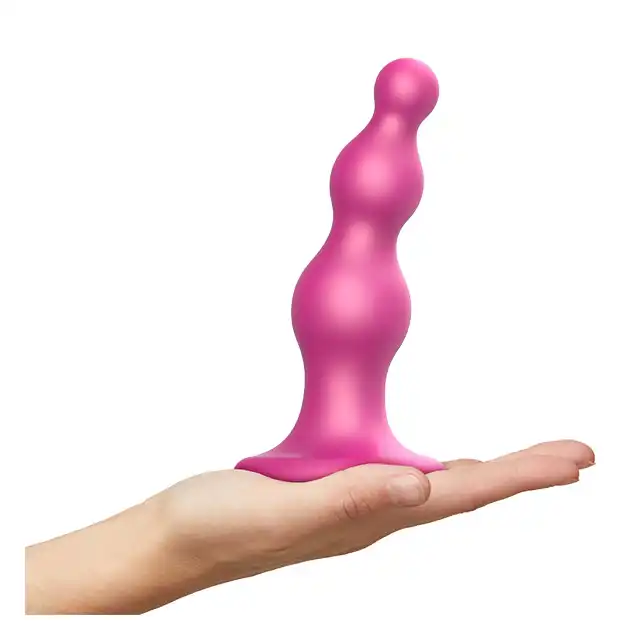 Strap-On-Me - Dildo Plug Beads S Pink - luksusowe dildo z trzema koralikami o różnym rozmiarze