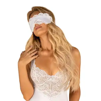 Obsessive - Amor Blanco maska na oczy biała O/S. Pełnia tajemniczości z elegancką koronką 