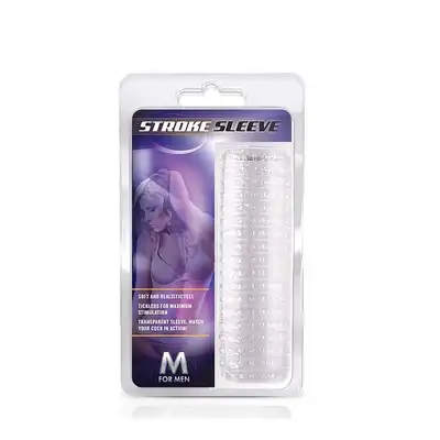 M For Men - Stroke Sleeve. Przezroczysta nakładka na penisa z wypustkami. Dwustronna. Idealna także do masturbacji