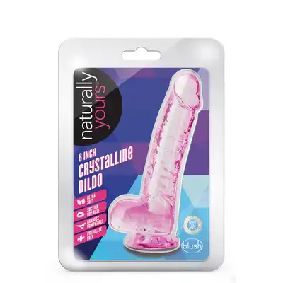 NATURALLY YOURS  6" CRYSTALLINE DILDO  ROSE