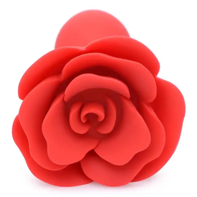 Master Series - Booty Bloom Plug Large. Silikonowy plug analny 12,7 cm z elegancką czerwoną różą