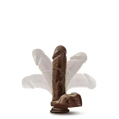 DR. SKIN PLUS 9 INCH THICK POSABLE DILDO WITH BALLS CHOCOLATE