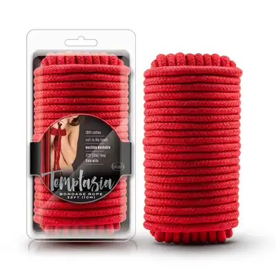  Temptasia - Bondage Rope Soft 10 m. Bawełniana lina do wiązania w kolorze czerwonym. Idealna do bondage i shibari 