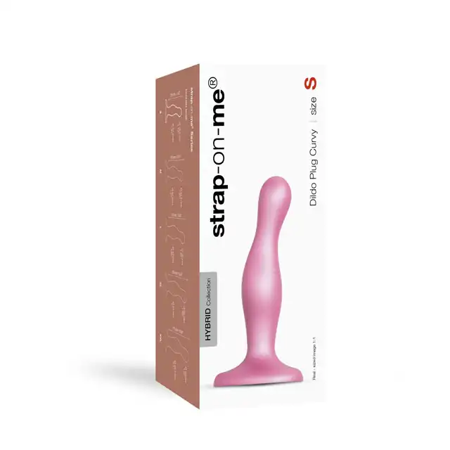 Strap-On-Me - Dildo Plug Curvy S Pink - dildo marki premium o unikatowym kształcie i metalicznym kolorze