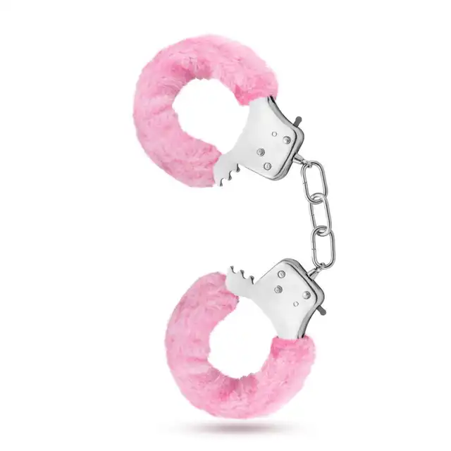 Temptasia - Cuffs Pink.  Niegrzeczne i urocze kajdanki z różowym futerkiem i kluczykami