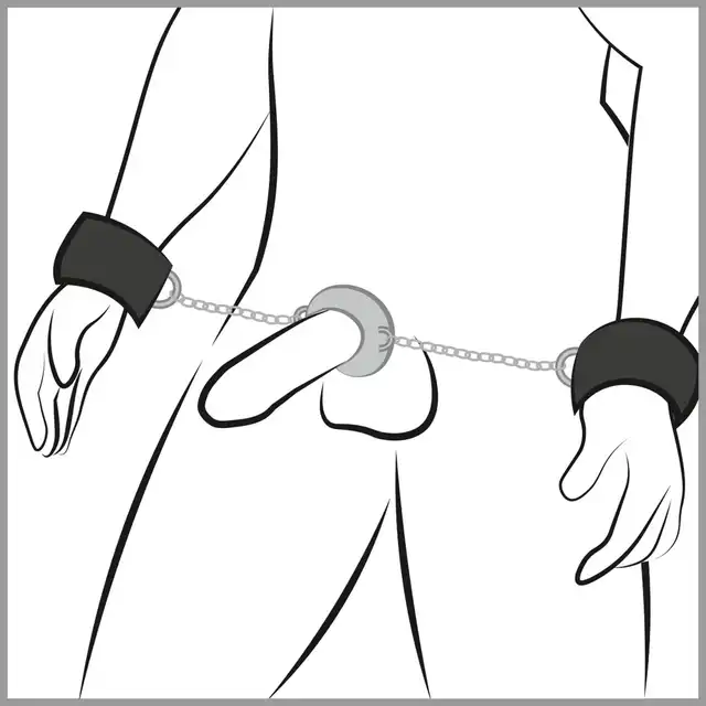 Fetish Collection - Handcuffs &amp; Cock Ring. Kajdanki z ringiem na penisa, zamykane specjalnym kluczem. Nowy wymiar zniewolenia 