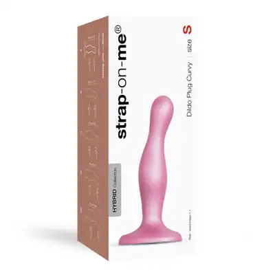 Strap-On-Me - Dildo Plug Curvy S Pink - dildo marki premium o unikatowym kształcie i metalicznym kolorze