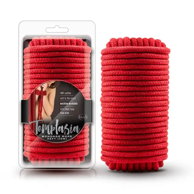  Temptasia - Bondage Rope Soft 10 m. Bawełniana lina do wiązania w kolorze czerwonym. Idealna do bondage i shibari 