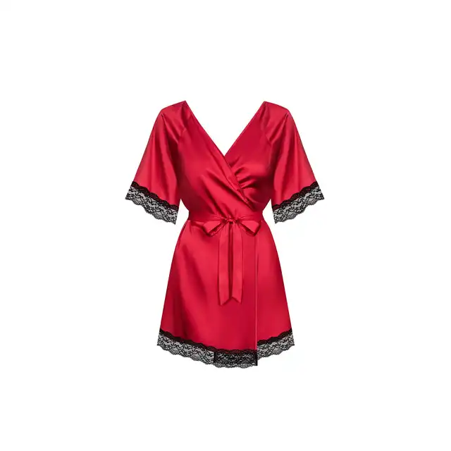 Obsessive - Sensuelia Peignoir L/XL - zmysłowy szlafrok w ognistym, czerwonym kolorze