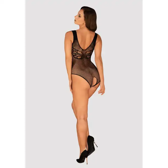 Obsessive - B134 body S/M/L. Zmysłowe body z unikalnym wzorem i seksownie prześwitującą siateczką 