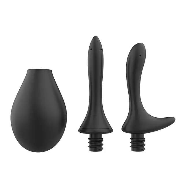 Nexus - Douche Set. Czarny zestaw analny. Gruszka do lewatywy z dwoma wymiennymi końcami. Czysta zabawa analna.