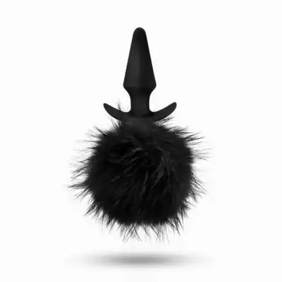 Anal Adventures - Rabbit Tail Platinum. Wtyczka analna z puchatym królicznym ogonkiem. Silikon utwardzany platyną 