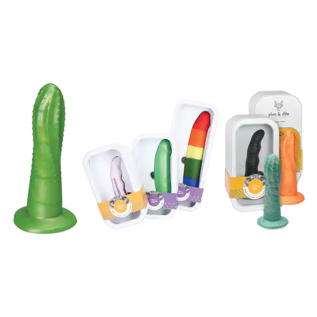 Ylva &amp; Dite - Prickly Pear Fresh Green - zielone dildo z kolcami, wykonane z gładkiego silikonu premium