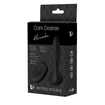 Dark Desires - Alexandra. Czarny, wibrujący korek analny w zestawie z pilotem. Zapewnia intensywne orgazmy i niezapomniane wrażenia