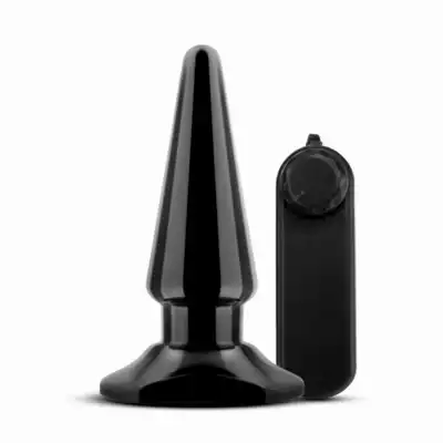 Anal Adventures - Basic Vibrating Anal. Stożkowa wtyczka analna 9 cm z przewodowym pilotem. Hiper wibracje
