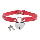 Master Series - Heart Lock Collar. Czerwona obroża z kłódką w kształcie serca. Wegańska skóra 