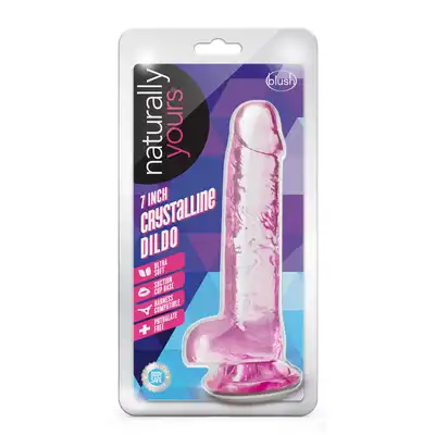NATURALLY YOURS  7" CRYSTALLINE DILDO  ROSE