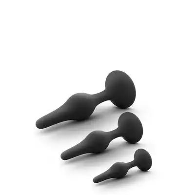 ANAL ADVENTURES PLATINUM SILICONE BEGINNER PLUG KIT BLACK