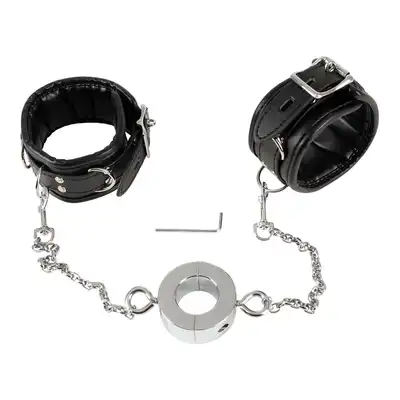 Fetish Collection - Handcuffs &amp; Cock Ring. Kajdanki z ringiem na penisa, zamykane specjalnym kluczem. Nowy wymiar zniewolenia 