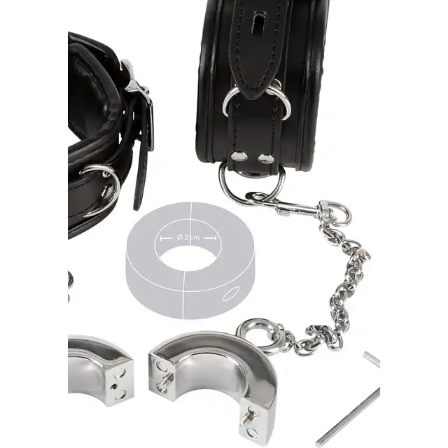 Fetish Collection - Handcuffs &amp; Cock Ring. Kajdanki z ringiem na penisa, zamykane specjalnym kluczem. Nowy wymiar zniewolenia 