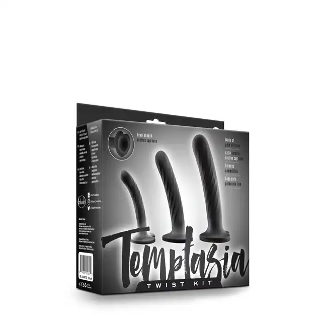 Temptasia - Twist Kit. Zestaw trzech dild o spiralnej strukturze z podstawą w kształcie serca. Stymulujący zestaw treningowy