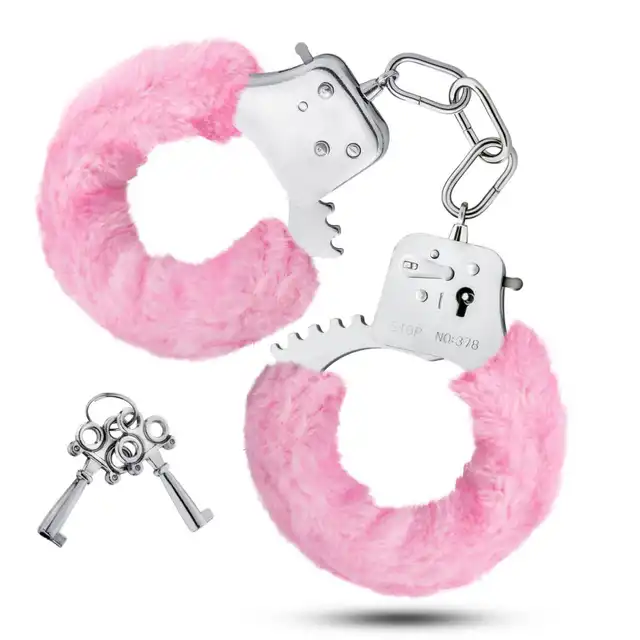 Temptasia - Cuffs Pink.  Niegrzeczne i urocze kajdanki z różowym futerkiem i kluczykami