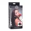 Master Series - Eye-Catching Ball Gag With Rose. Luksusowy knebel z realistyczną czerwoną różą i paskiem z koronką 