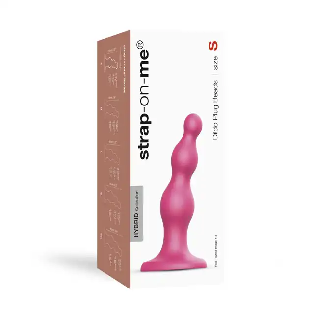 Strap-On-Me - Dildo Plug Beads S Pink - luksusowe dildo z trzema koralikami o różnym rozmiarze