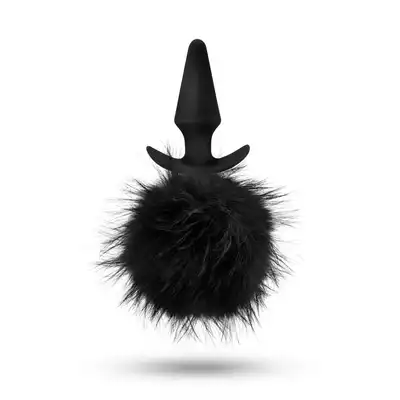 Temptasia - Bunny Tail Plug. Wtyczka analna z futrzanym ogonem króliczka. Satynowy korek z uroczym ogonkiem.