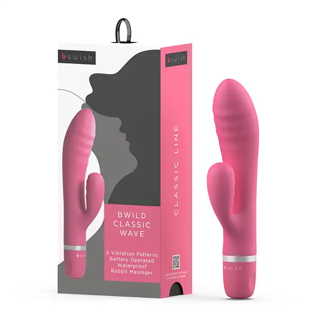 B Swish - BWild Classic Wave Vibrator Pink. Klasyczny wibrator z nietypowymi wypustkami w kształcie fal na trzonie dla dodatkowej stymulacji. 
