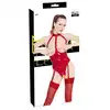 Black Level - Vinyl Body Red L - winylowe body z otwartym krokiem i kusząco podkreślonym biustem 