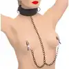 Master Series - Collared Temptress Collar - kołnierz połączony z zaciskami na sutki. Rozkręć sesję BDSM 