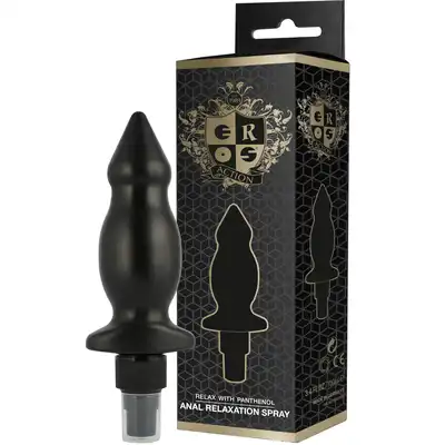 Eros - Anal Relax Spray With Panthenol 100 ml.  Relaksujący spray analny w kształcie pluga. Z kojącym pantenolem 
