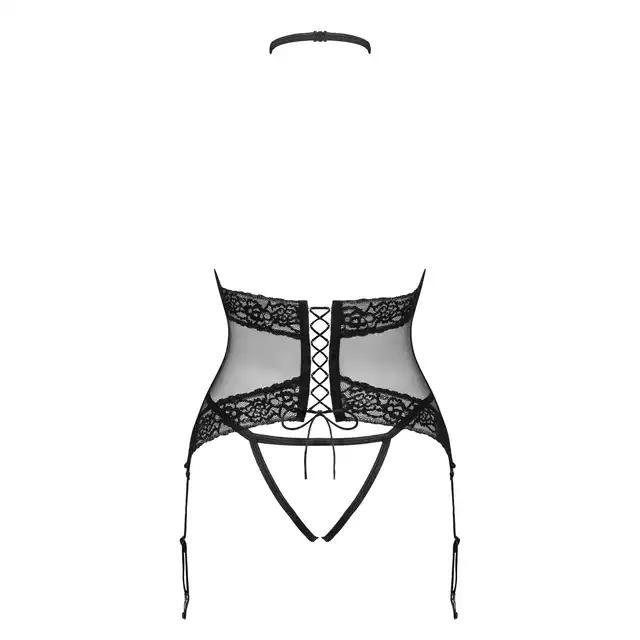 Obsessive - Lacrisia Corset M/L. Odważny, czarny gorset. Prawdziwa bieliźniana perełka
