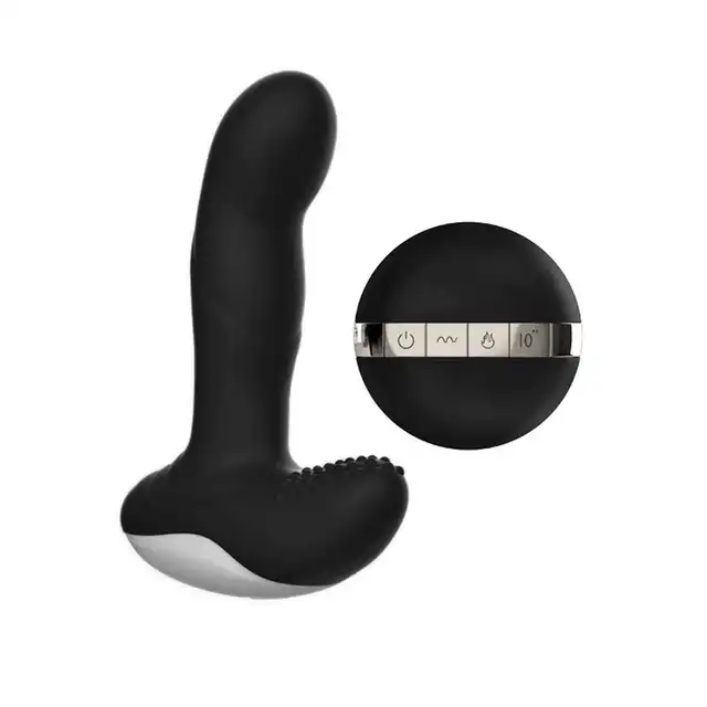 Boys Of Toys - Silicone Massager Black. Wibrujący stymulator prostaty z funkcją podgrzewania i ruchomą końcówką, sterowany na pilota
