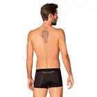 Obsessive - Boldero Boxer Black S/M - klasyczne czarne bokserki z elementami intrygującej siateczki. Nowość wśród bielizny dla mężczyzn 
