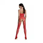 Passion - ECO Bodystocking BS002 S/L. Czerwony ekologiczny bodystocking.  Kusząco prześwituje 