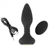 Anos - Remote Controled Butt Plug. Czarny, wibrujący plug analny z obracającymi kulkami. 10 trybów wibracji sterowane pilotem