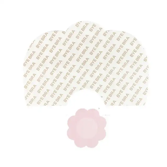 Bye Bra - Breast Lift Tape 3 Pairs D-F. Taśmy do biustu i nakładki na sutki. Renomowana jakość i wytrzymałość. Podniesiony biust bez stanika 