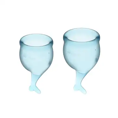 Satisfyer - Feel Secure Light Blue - dwa niebieskie kubeczki menstruacyjne wykonane z silikonu medycznego. Gwarancja bezpieczeństwa