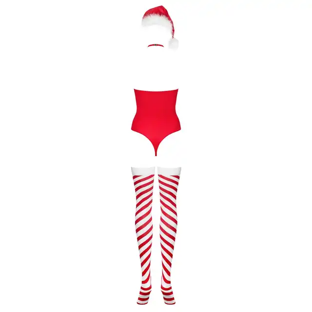 Obsessive - Kissmas Teddy M/L. Seksownie uwodzicielskie body w stylu mikołajki. Śnieżynka, która rozgrzeje wszystkie mrozy 