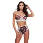 Baci - Grey Floral &amp; Lace M/L - zestaw bielizny we wzór kwiatowy na szarym tle. Urocza, biała koronka. Mega Oferta -70%