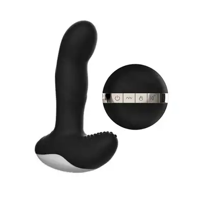 Boys Of Toys - Silicone Massager Black. Wibrujący stymulator prostaty z funkcją podgrzewania i ruchomą końcówką, sterowany na pilota