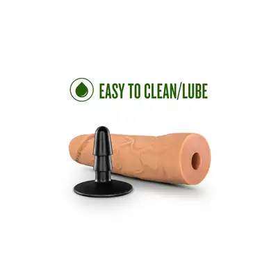 LOCK ON DYNAMITE 7 INCH DILDO WITH SUCTION CUP ADAPTER MOCHA