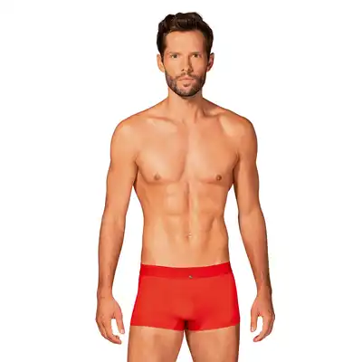 Obsessive - Boldero Boxer Shorts Red S/M - męskie bokserki w urzekającym, czerwonym kolorze. Intrygująca siateczka