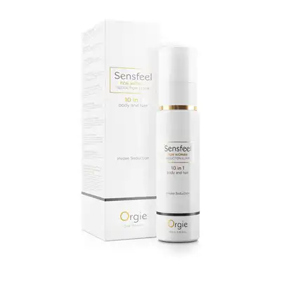 Orgie! - Sensfeel For Woman 10in1. Mleczko w spreju do ciała i włosów z feromonami. Naturalna formuła Sensfeel. Naturalne ekstrakty i uwodzicielski damski zapach w eleganckim opakowaniu