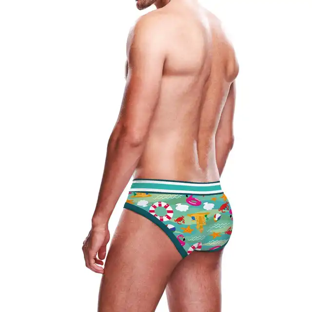 Prowler - Beach XL  Briefs. Slipy męskie o satynowym wykończeniu z wzorem inspirowanym plażowaniem 