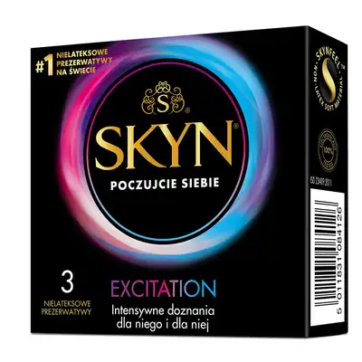 Skyn - Excitation 3 szt - prezerwatywy z wypustkami i żelem chłodzącym 