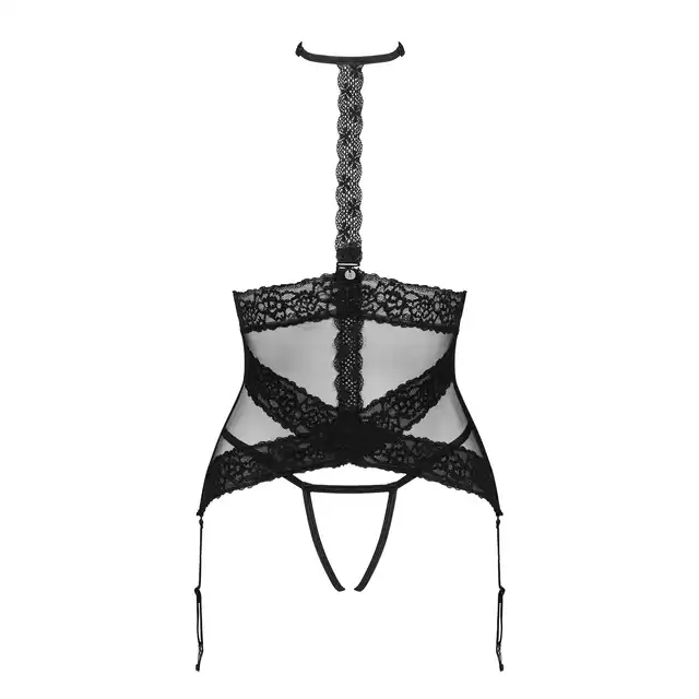 Obsessive - Lacrisia Corset M/L. Odważny, czarny gorset. Prawdziwa bieliźniana perełka