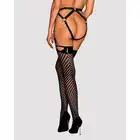 Obsessive - S818 Stockings S/M. Czarne drapieżne pończochy. Delikatny i zmysłowy materiał rozpalający zmysły